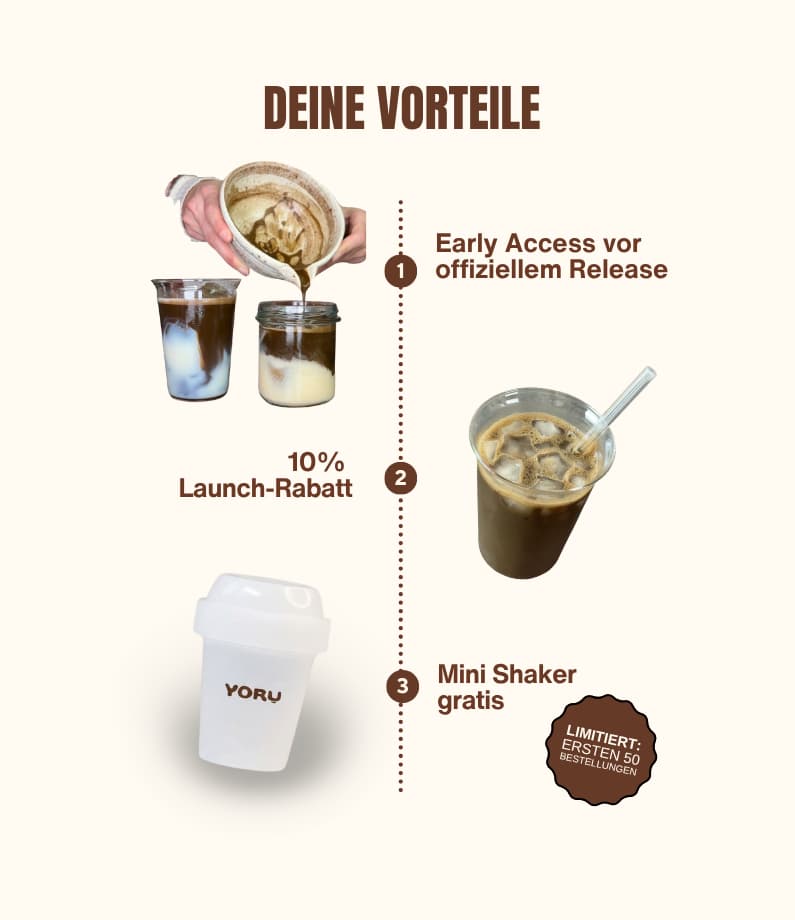 Deine Vorteile Early Access vor offiziellem Release, 10% 
Launch-RabattMini Shaker 
gratis Limitiert: ersten 50
Bestellungen