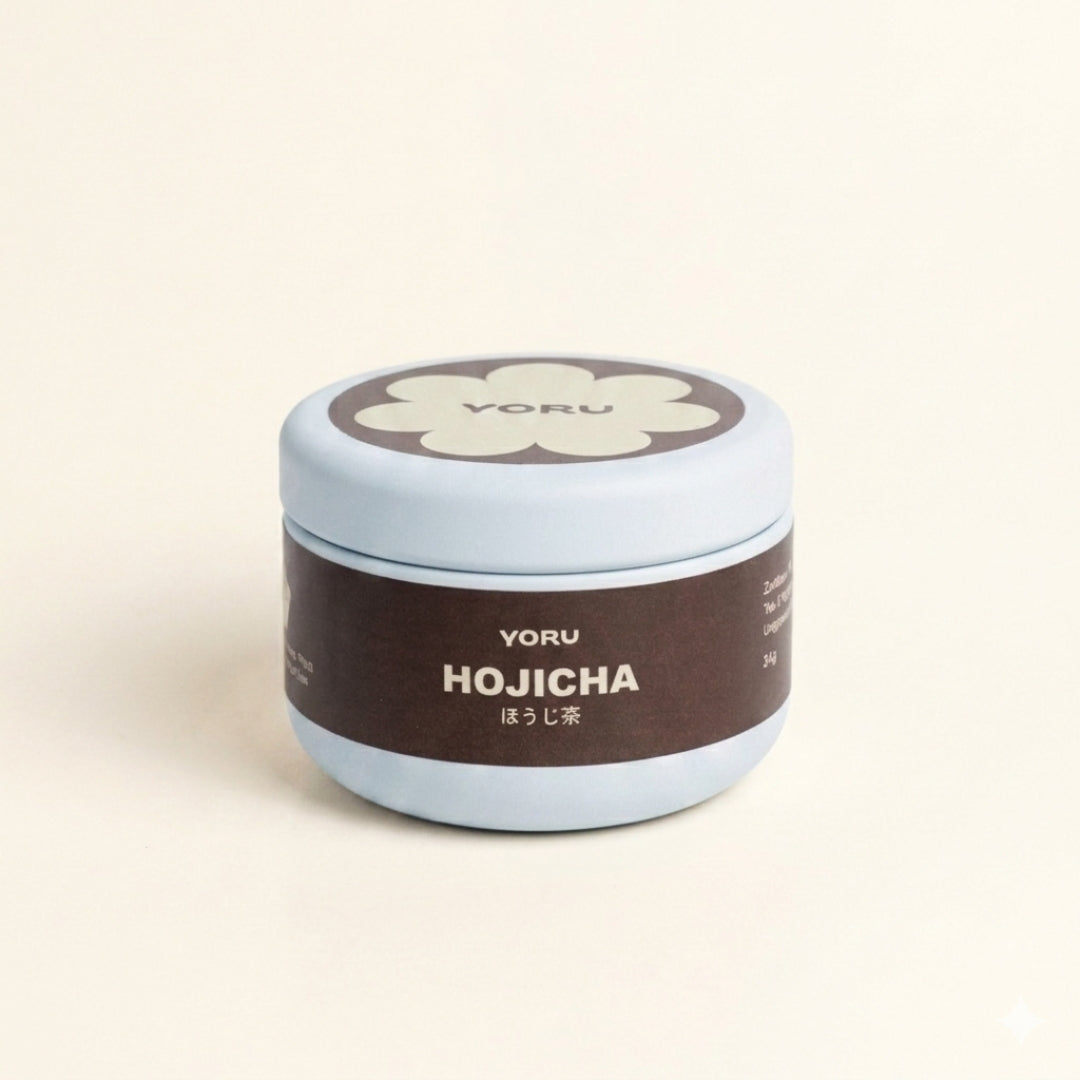Hojicha Pulver 24g aus Kagoshima Japan – YORUCHA Dose frontal