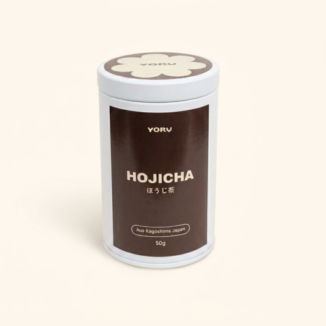 Hojicha Pulver 50g aus Kagoshima Japan – YORUCHA große Vorratsdose frontal