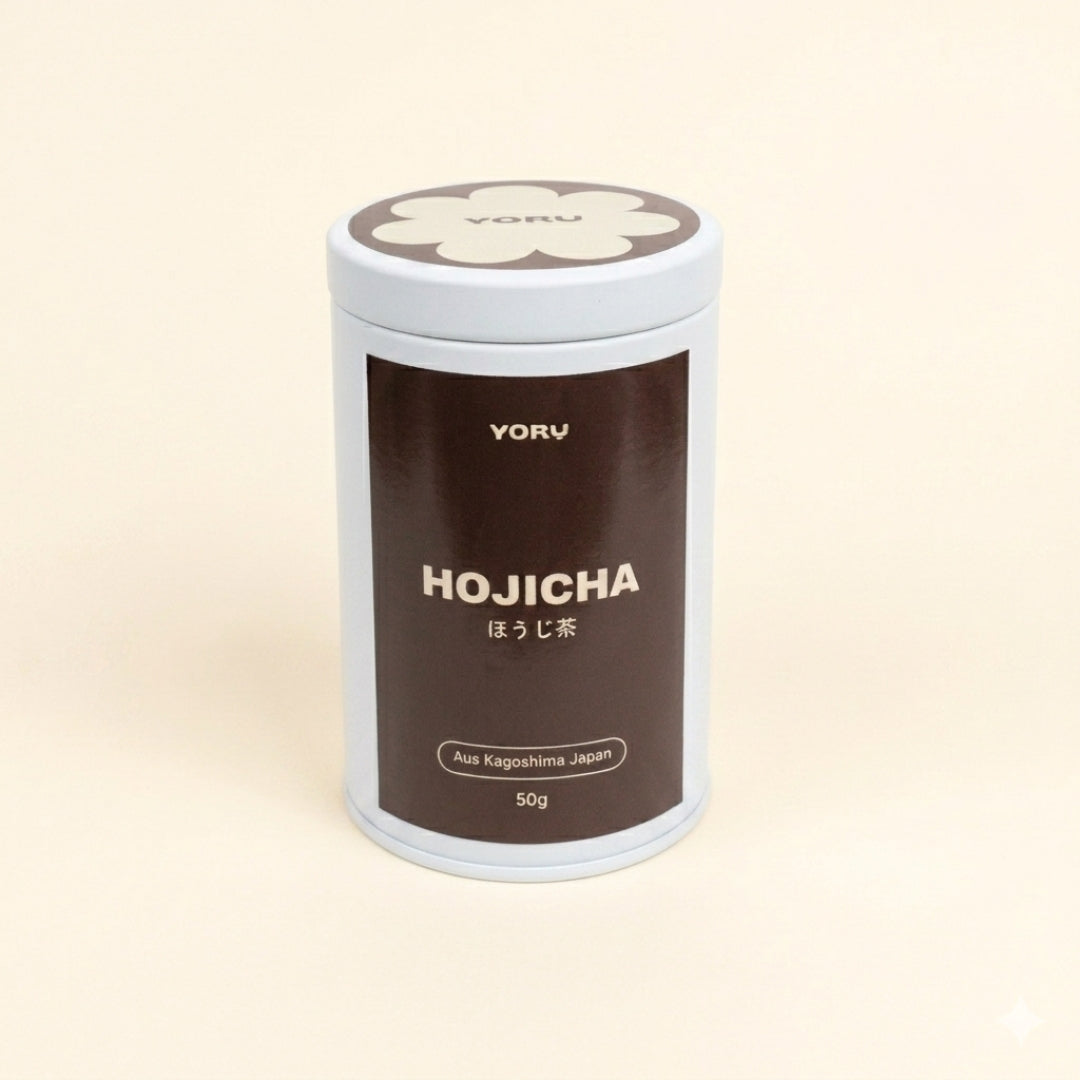 Hojicha Pulver 50g aus Kagoshima Japan – YORUCHA große Vorratsdose frontal